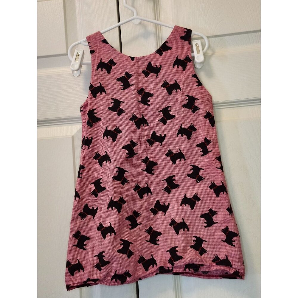 Vtg Toddler Girl Dapple Red Black All Over Scottie Dog Print Dress Size 2T USA